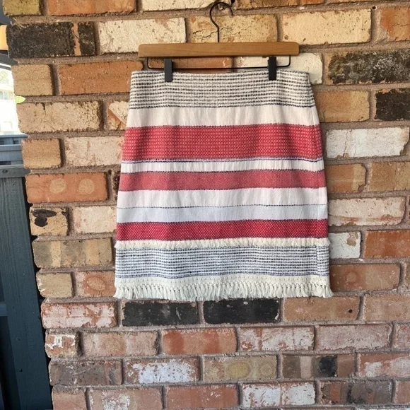 J. McLaughlin Tweed Fringe Pencil Skirt